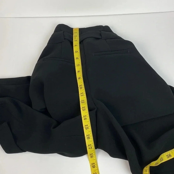 Black formal office wide leg tie waist  paper bag pleated trouser pants sz 0 - Picture 8 of 11